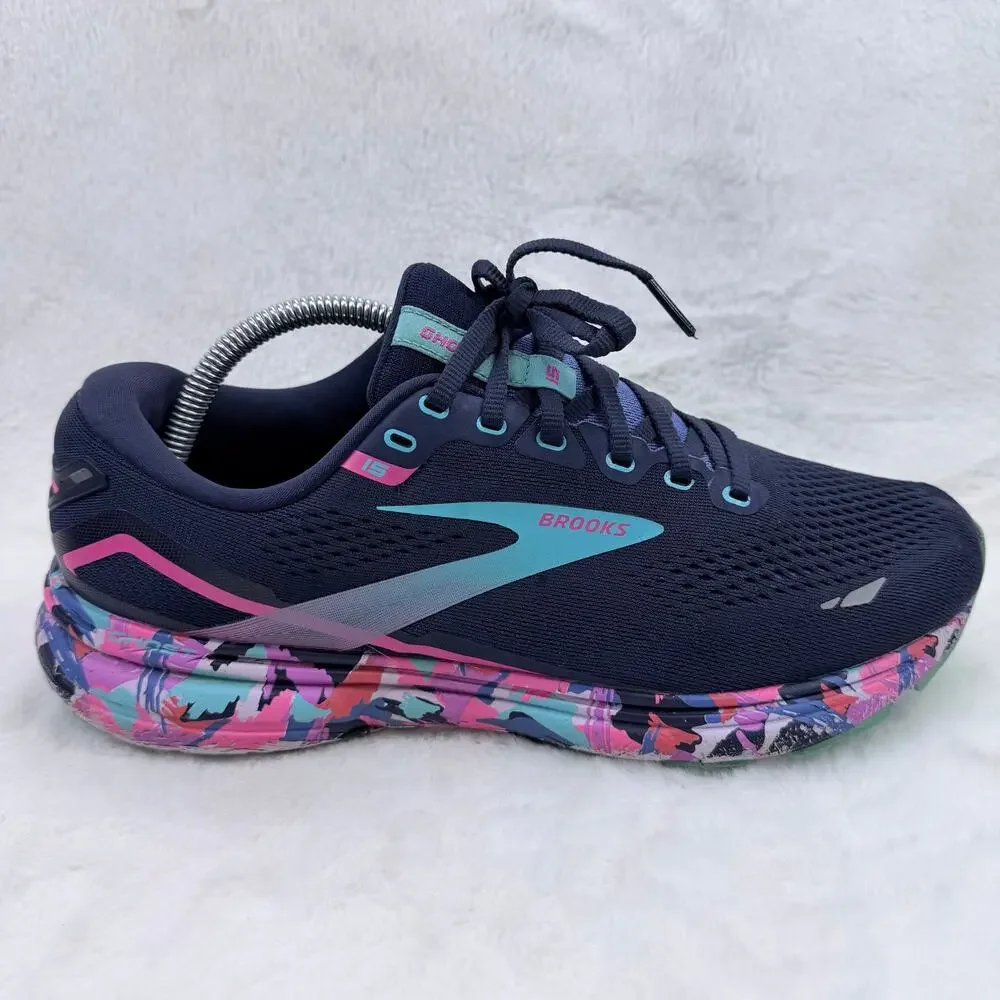 Brooks Ghost 15 Women's Eclipse Baja Blue Pink Running Shoes Size 11 Wide